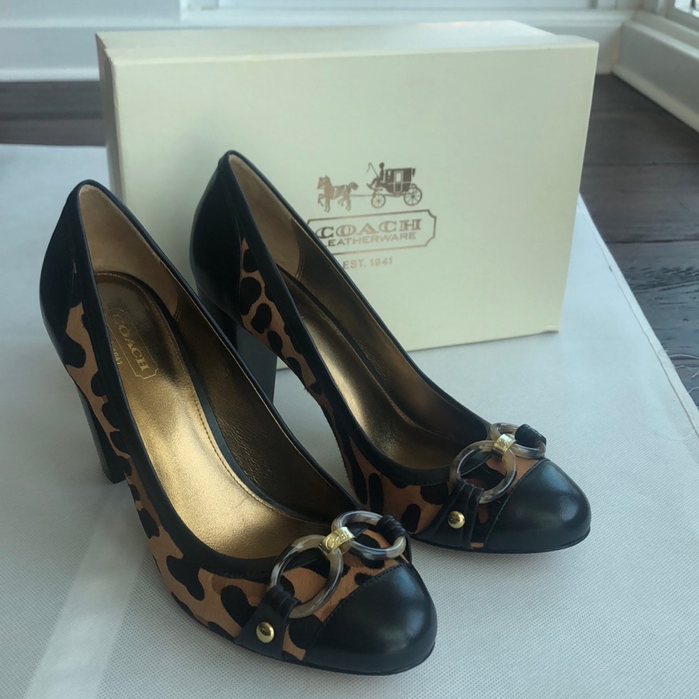 Coach cheetah calf hair heels size 7.5